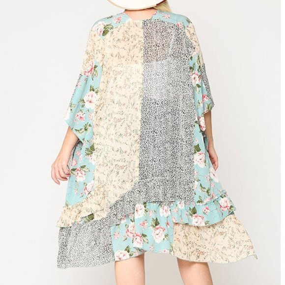 Boho Floral Gypsy Hippie Kimono Duster Cardigan - Picture 6 of 9